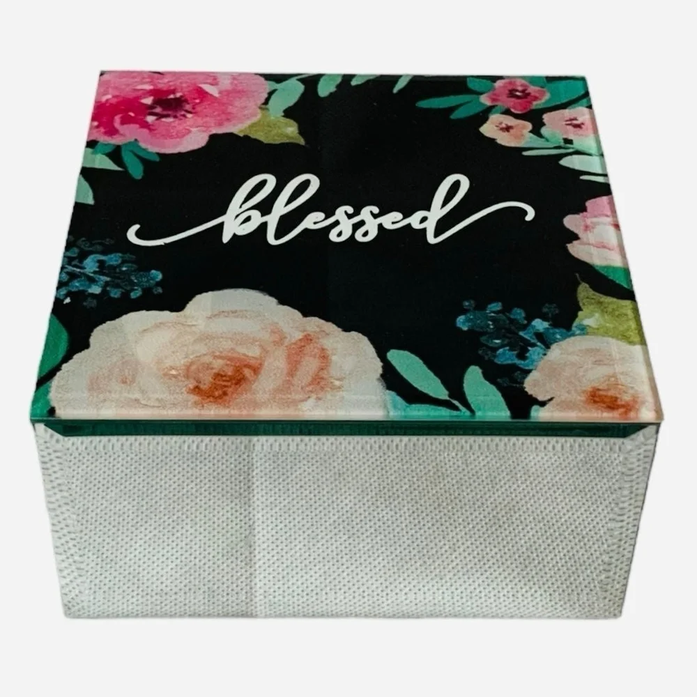 Blessed Floral Mirrored Jewelry Box 4.75